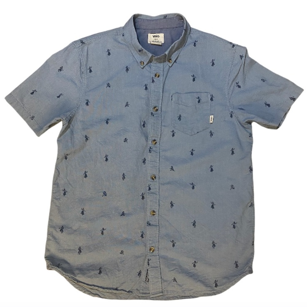 Vans Gray Hula Girl Button Down Men’s Shirt Size Small Classic Fit